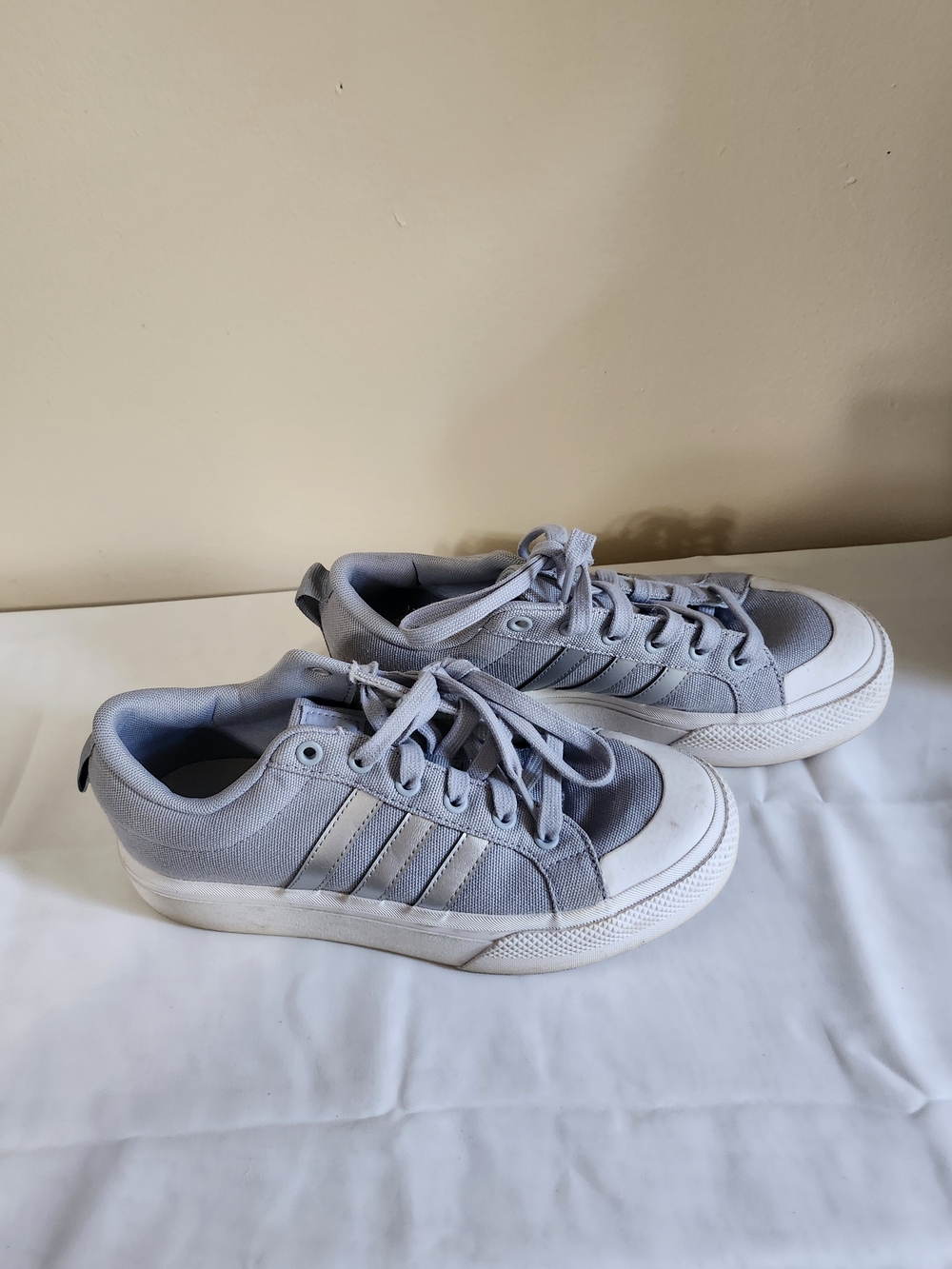 adidas Light Blue Canvas Low-Top Sneakers with White Accents